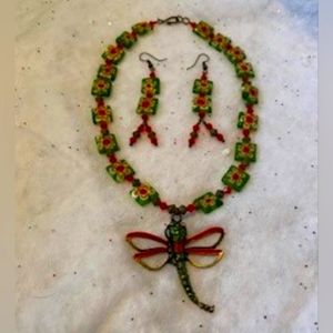 Dragonfly Necklace and Earrings